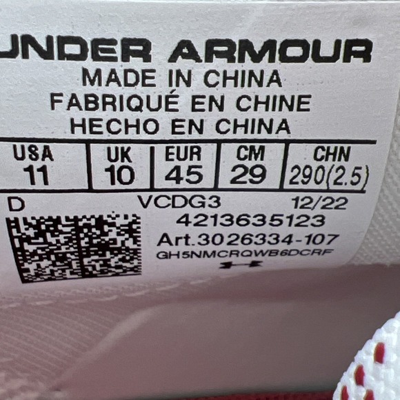 Under Armour Men's 11 Spotlight Clone 3.0 MC Football Cleats 3026334-107 WHT/RED - Picture 10 of 12